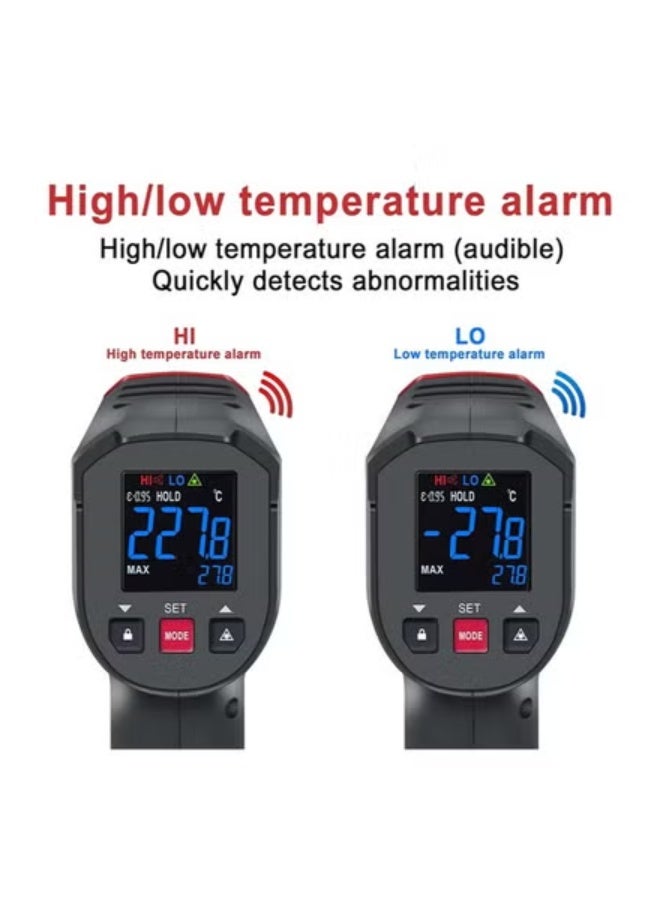 UNI-T Infrared ir high Temperature Thermal Gun for Cooking Automotive, -50℃~500℃ Non Contact Thermometer Pyrometer for Pizza Oven Griddle Food Meat Surface Laser Temp Gun Gauge UT306C - Image 5